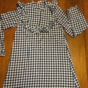 JCrew-Crewcuts Black and White Gingham Ruffle Flannel Nightgown, Size 12